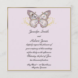 Glitter Butterfly på inbjudan till Lavender Weddin