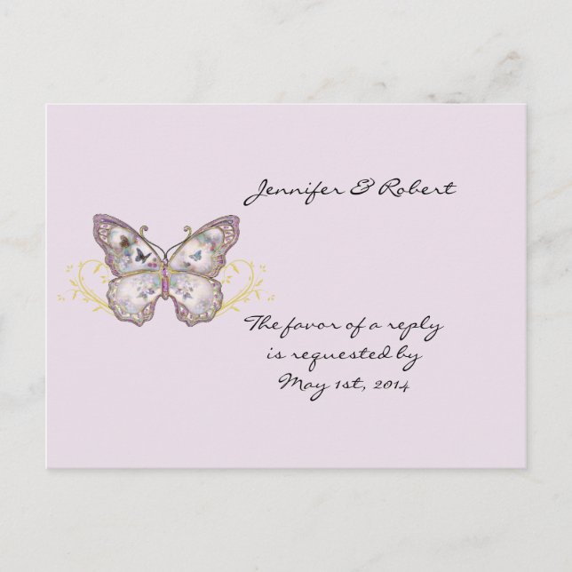 Glitter Butterfly på Lavender OSA Postcard Inbjudan Vykort (Framsida)