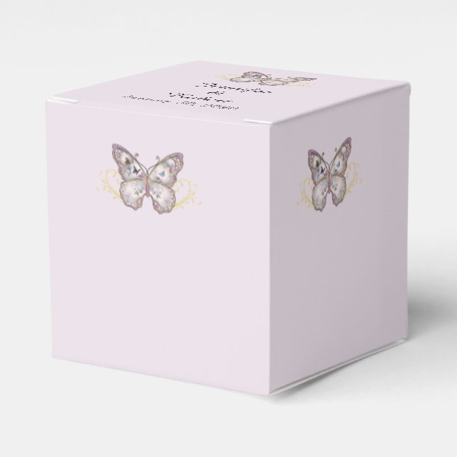Glitter Butterfly på Lavender Wedor Favor Box Presentaskar (Framsidan Sidan)