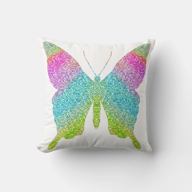 Glitter Butterfly Pillow - plocka vid färg Kudde (Framsida)