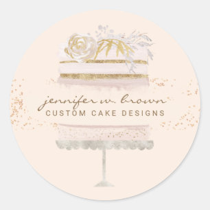 Glitter Cake Bageri Patisserie Krem Runt Klistermärke