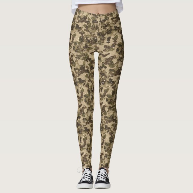 Glitter Camo Pattern – Sparkling Military-Inspired Leggings (Framsida)