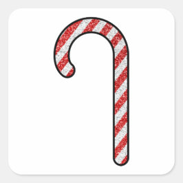 Glitter Candy cane Fyrkantigt Klistermärke