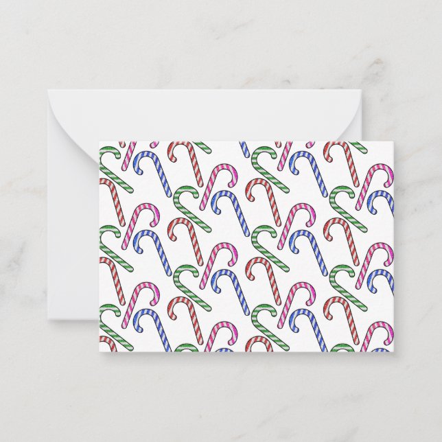 Glitter Candy Cane-mönster Anteckningskort (Framsida)