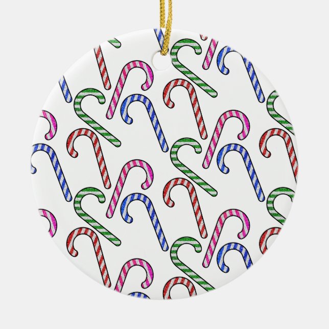 Glitter Candy cane Mönster Julgransprydnad Keramik (Framsidan)