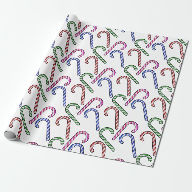Glitter Candy cane Mönster Presentpapper (Utrullad)