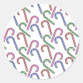 Glitter Candy cane Mönster Runt Klistermärke