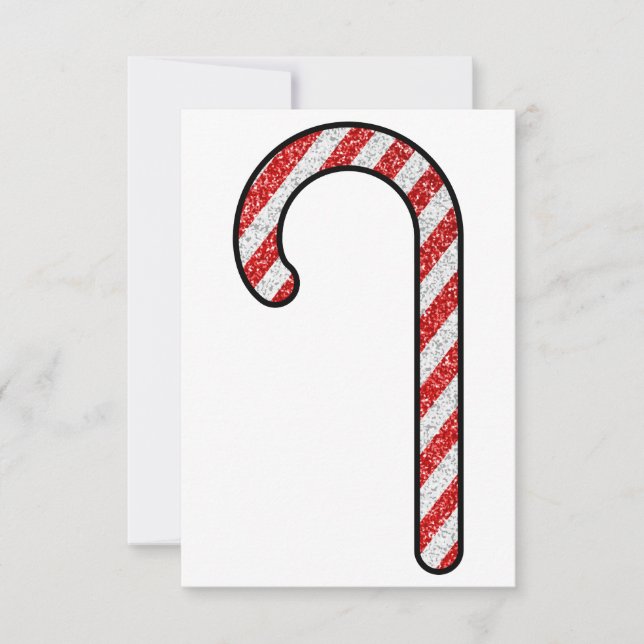 Glitter Candy cane Tack Kort (Framsida)