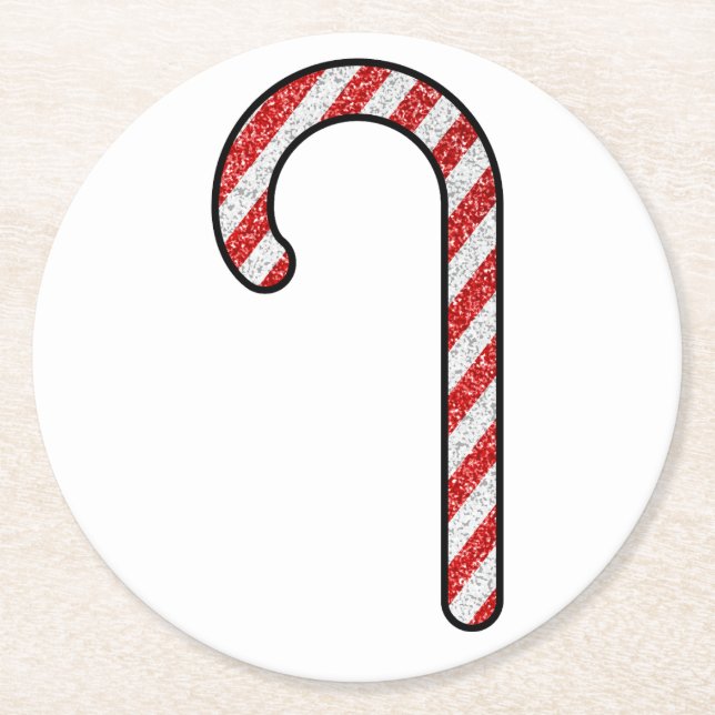 Glitter Candy cane Underlägg Papper Rund (Framsidan)