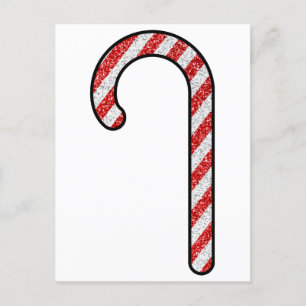 Glitter Candy cane Vykort