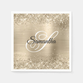 Glitter Champagne Foil Finare Monogram Pappersservett