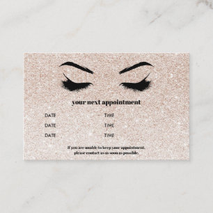 Glitter champagne rosa Browbar Eyelash Luxury Visitkort