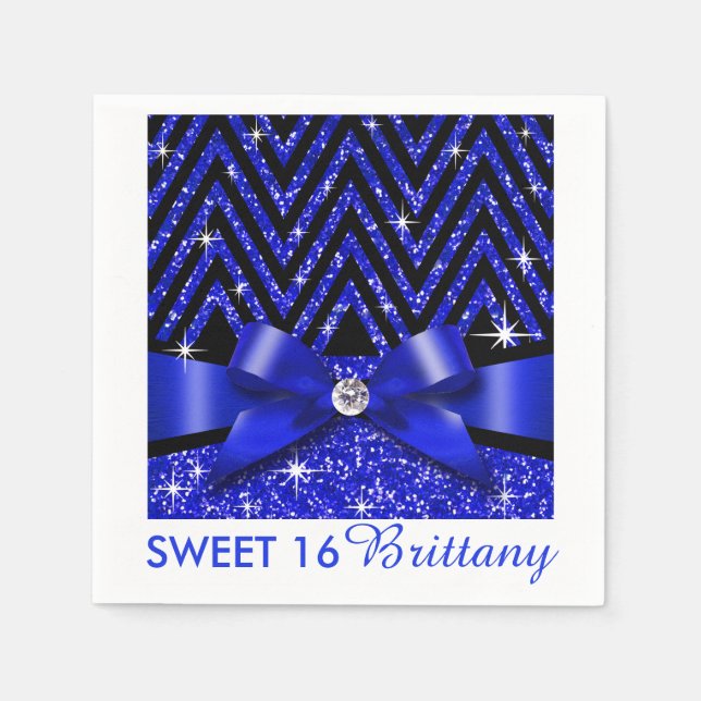 Glitter Chevron Bling Diamond Bow | safir Pappersservett (Framsidan)