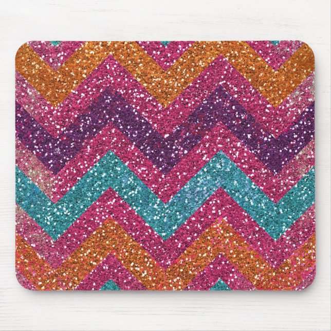Glitter Chevron Rosa Lila Orange Teal Musmatta (Framsidan)