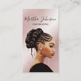 Glitter Chic Afro American Braids Braiding QR Code Visitkort