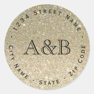 Glitter Circular Bröllop Return-adressetikett Runt Klistermärke