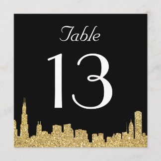 Glitter City Skyline Bröllop Bordsnummer Card