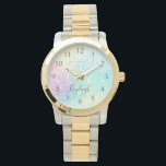 Glitter Colorful Glamous Söt Mönster Armbandsur<br><div class="desc">Aestesisk söt chic med glitter-bakgrund i vackert pastel färg,  som du kan anpassa med ditt anpassningsbar monogram och/eller namn.</div>
