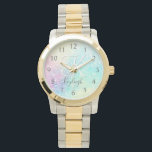 Glitter Colorful Glamous Söt Mönster Armbandsur<br><div class="desc">Aestesisk söt chic med glitter-bakgrund i vackert pastel färg,  som du kan anpassa med ditt anpassningsbar monogram och/eller namn.</div>
