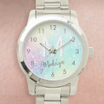 Glitter Colorful Glamous Söt Mönster Armbandsur<br><div class="desc">Aestesisk söt chic med glitter-bakgrund i vackert pastel färg,  som du kan anpassa med ditt anpassningsbar monogram och/eller namn.</div>