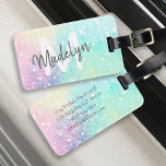 Glitter Colorful Glamous Söt Mönster Bagagebricka<br><div class="desc">Aestesisk söt chic med glitter-bakgrund i vackert pastel färg,  som du kan anpassa med ditt anpassningsbar monogram och/eller namn.</div>