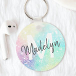Glitter Colorful Glamous Söt Mönster Nyckelring<br><div class="desc">Aestesisk söt chic med glitter-bakgrund i vackert pastel färg,  som du kan anpassa med ditt anpassningsbar monogram och/eller namn.</div>