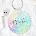 Glitter Colorful Glamous Söt Mönster Nyckelring<br><div class="desc">Aestesisk söt chic med glitter-bakgrund i vackert pastel färg,  som du kan anpassa med ditt anpassningsbar monogram och/eller namn.</div>