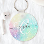 Glitter Colorful Glamous Söt Mönster Nyckelring<br><div class="desc">Aestesisk söt chic med glitter-bakgrund i vackert pastel färg,  som du kan anpassa med ditt anpassningsbar monogram och/eller namn.</div>