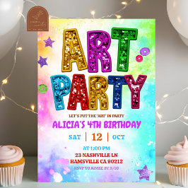 Glitter Colorful Sequin Art Party Birthday Inbjudningar