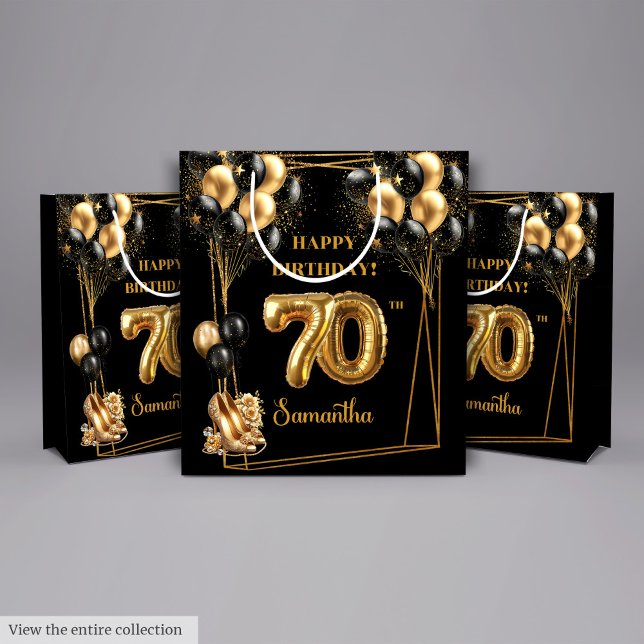 Glitter Confetti 70:e födelsedag Personlig (Glitter Confetti 70th Birthday Personalized Medium Gift Bag)