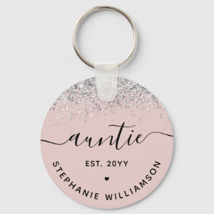 Glitter Confetti Auntie Est Anpassningsbar New Mos Nyckelring