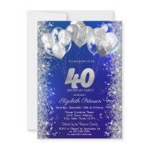 Glitter Confetti Bubons Navy Blue 40 Birthday