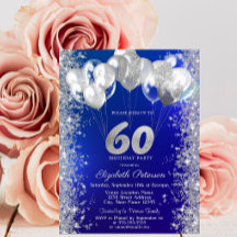 Glitter Confetti Bubons Navy Blue 60 Birthday