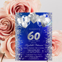 Glitter Confetti Bubons Navy Blue 60 Birthday Inbjudningar