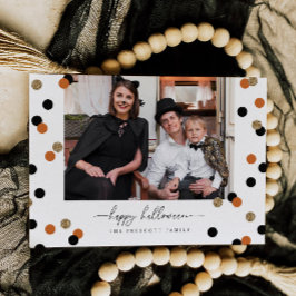 Glitter Confetti Halloween-familjens fotokort Inbjudningar