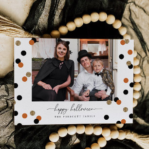 Glitter Confetti Halloween-familjens fotokort Inbjudningar