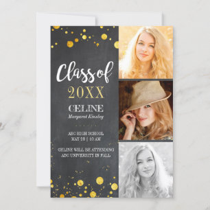 Glitter Confetti Multi Photo Studenten Inbjudningar