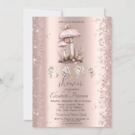 Glitter Confetti Mushroom Snigel Baby Shower Inbjudningar