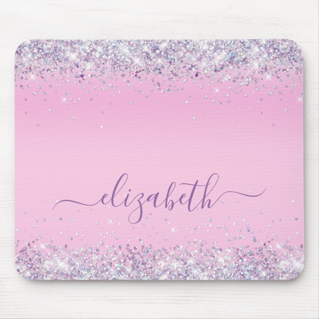 Glitter Confetti Rosa Personlig Mus Pad Musmatta (Framsidan)