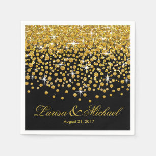 Glitter Confetti Shower Svartvit guld Pappersservett