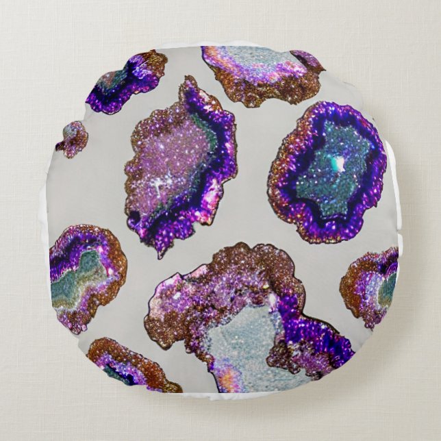 Glitter Crystal Geode Pillow Rund Kudde (Framsidan)