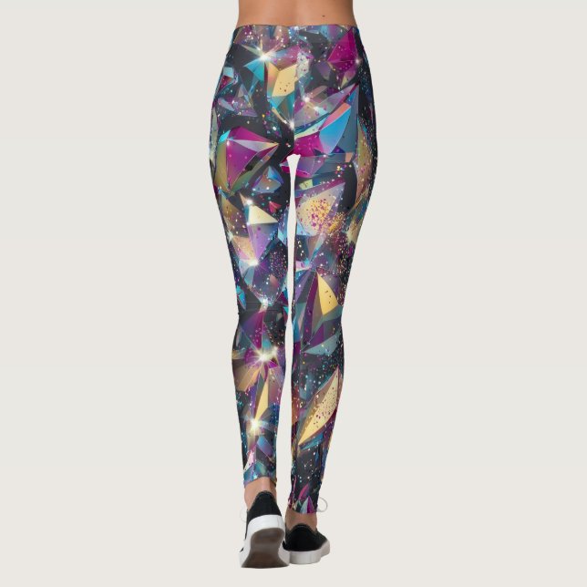 Glitter Crystal Shards Pattern – Sparkling Faceted Leggings (Baksida)