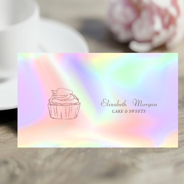 Glitter Cupcake Bakery Holografisk Visitkort (Skapare uppladdad)