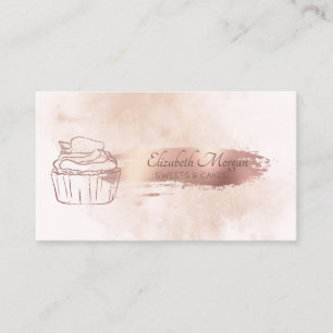 Glitter Cupcake Vattenfärg Penseldrag Visitkort