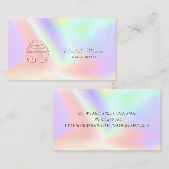 Glitter Cupkaka Bakery Holography Visitkort (Fram/baksida)