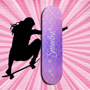 Glitter Cute lila rosa chic  Mini Skateboard Bräda 18,5 Cm