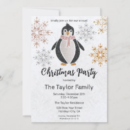 Glitter Cute Penguin jul Middag Party Invita Inbjudningar