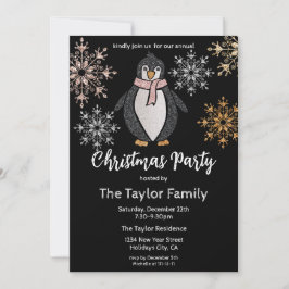 Glitter Cute Penguin Juldag Party Inbjudningar