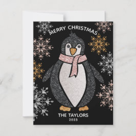 Glitter Cute Penguin-julfamiljen Kort