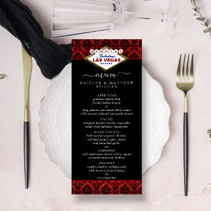 Glitter Damask Las Vegas Bröllop Menu Reklamkort